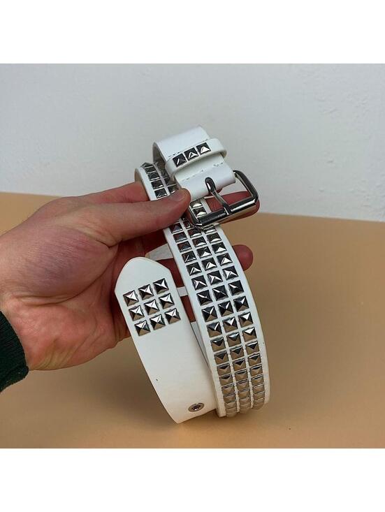 Other - Vintage Y2K White Punk Studded Diamond Belt